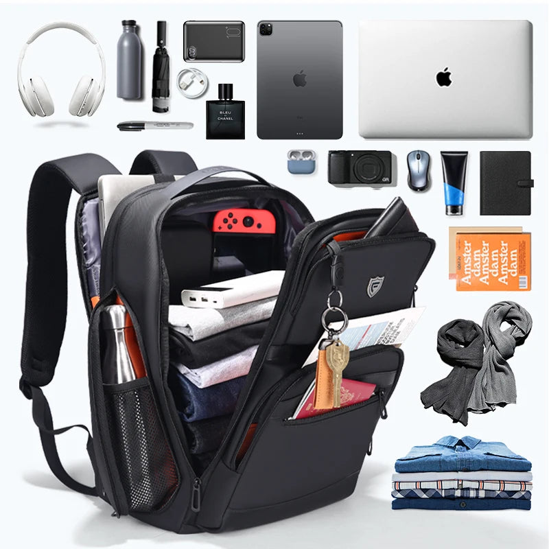 Mochila Executiva 36L Impermeável com Porta USB e Múltiplos Bolsos para Notebook até 17,3