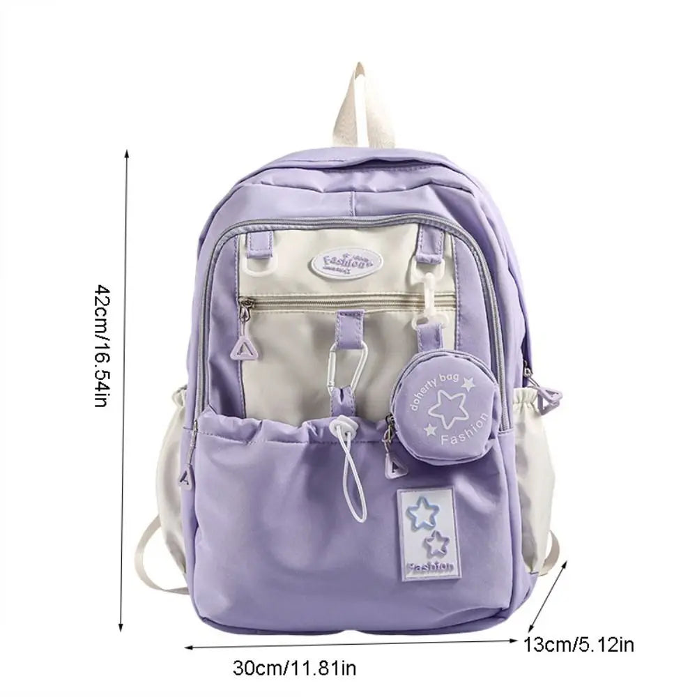 Mochila Feminina Estrela em Nylon — Ideal para Estudantes e Uso Casual